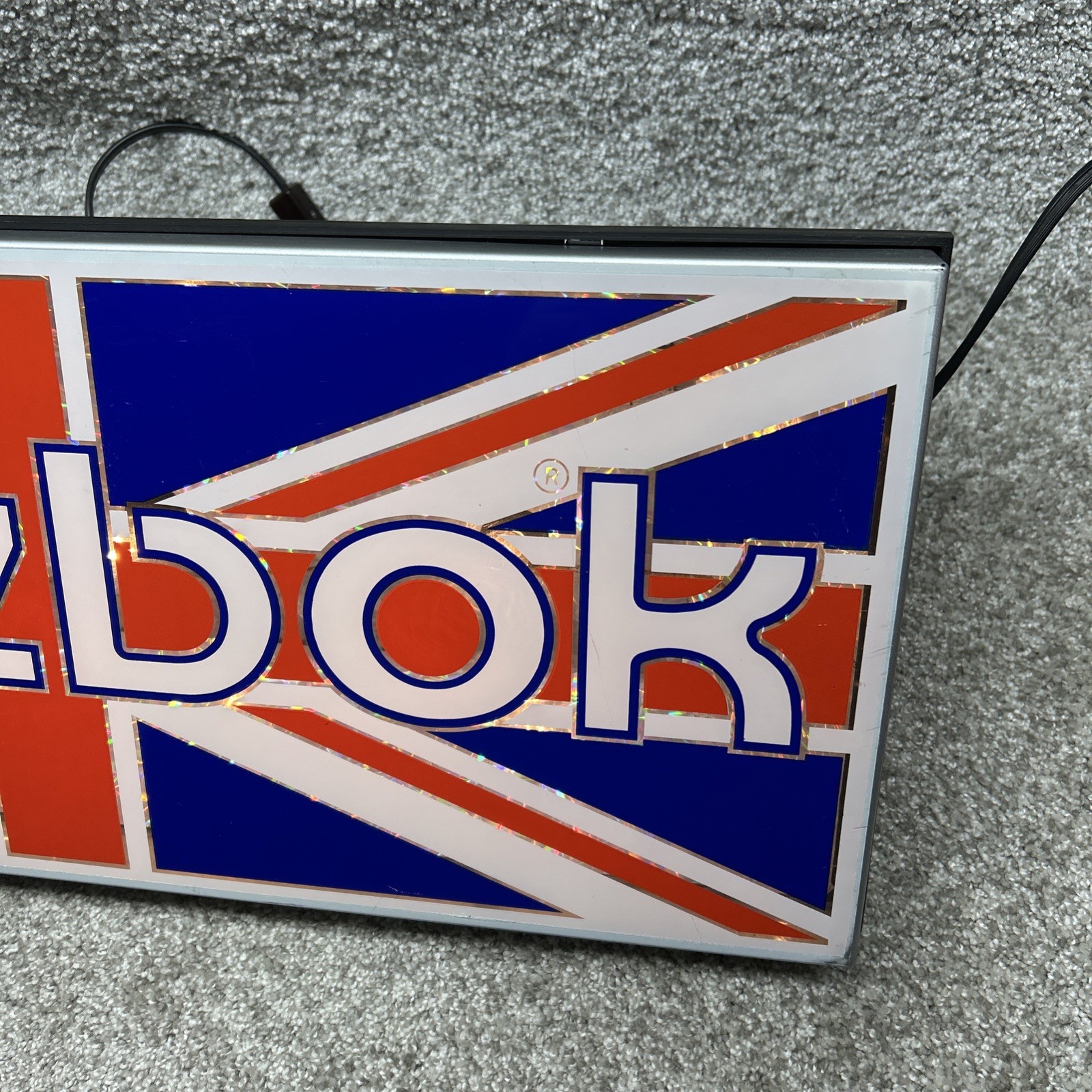 Vintage Reebok Framed Light Display Retail Sign 80s 90s Tested Works EUC