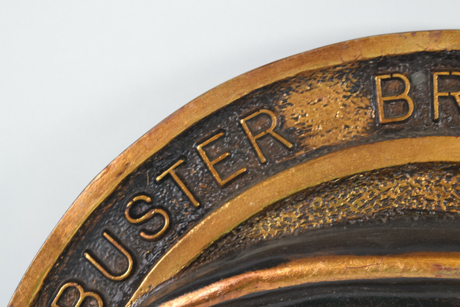 Buster Brown 17 1/2″ Round Store Display Gold/Copper Toned Wall Plaque