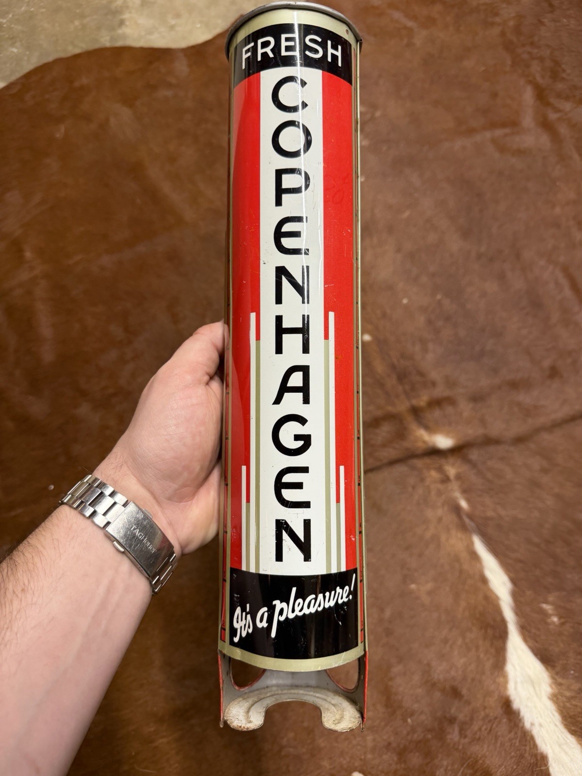 VINTAGE COPENHAGEN CHEWING TOBACCO TIN LITHO STORE ADVERTISING DISPENSER
