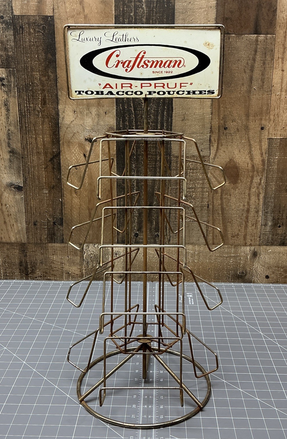 Vintage Rare advertising display Craftsman rack sign Tobacco Pouches, Great!
