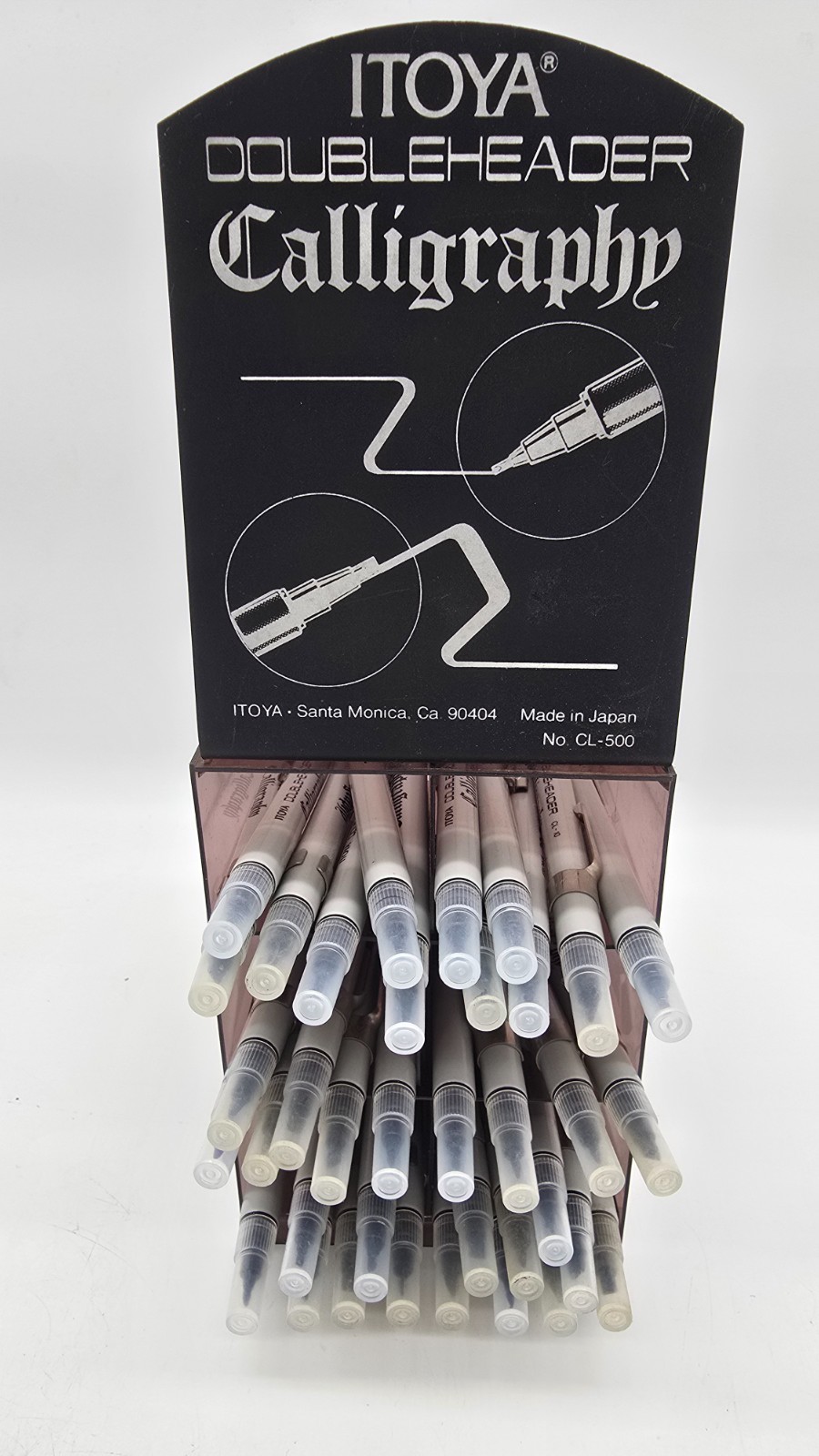 Vintage ITOYA Double Header Calligraphy Pen Retail Store Display w/Pens