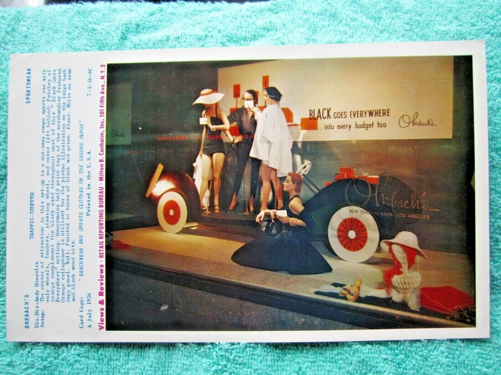 1956 OHRBACH’S STORE WINDOW DISPLAY BLACK GOES EVERYWHERE PHOTOGRAPH PRINT #160