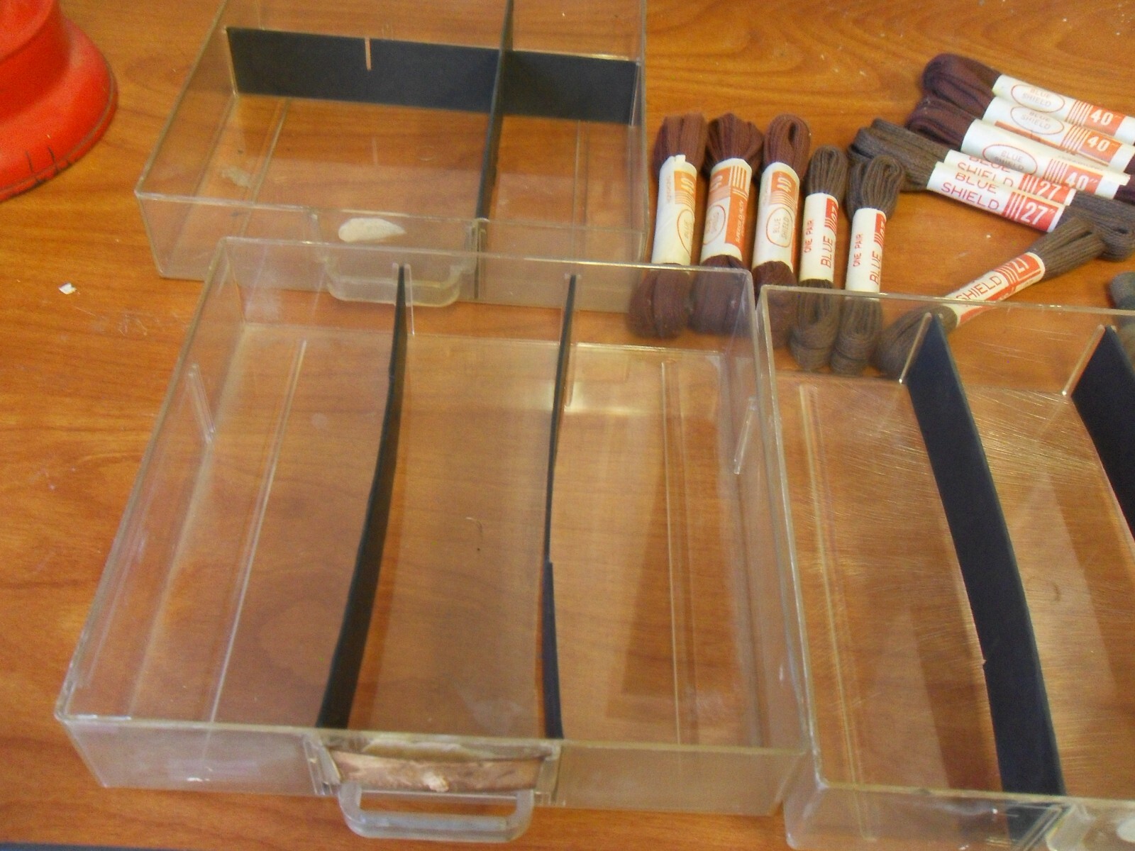 VTG Antique Old Hickory Shoe Laces Store Display Cabinet 14 LACES + 11 OTHER