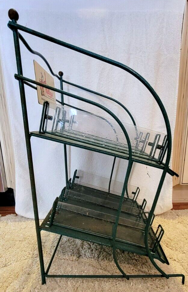 VTG ORG Kellogg’s Cereal Store Display Rack Green Metal Countertop Stand Retro