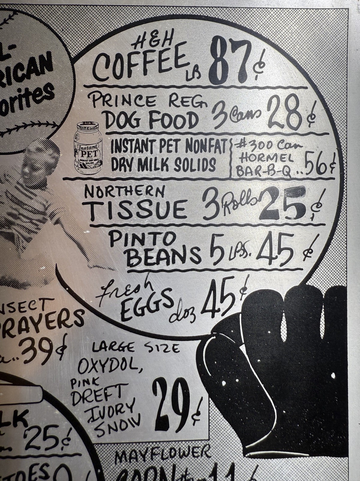 CLEARANCE Vintage 1956 Aluminum Printing Plate for Grocery Store Circulars