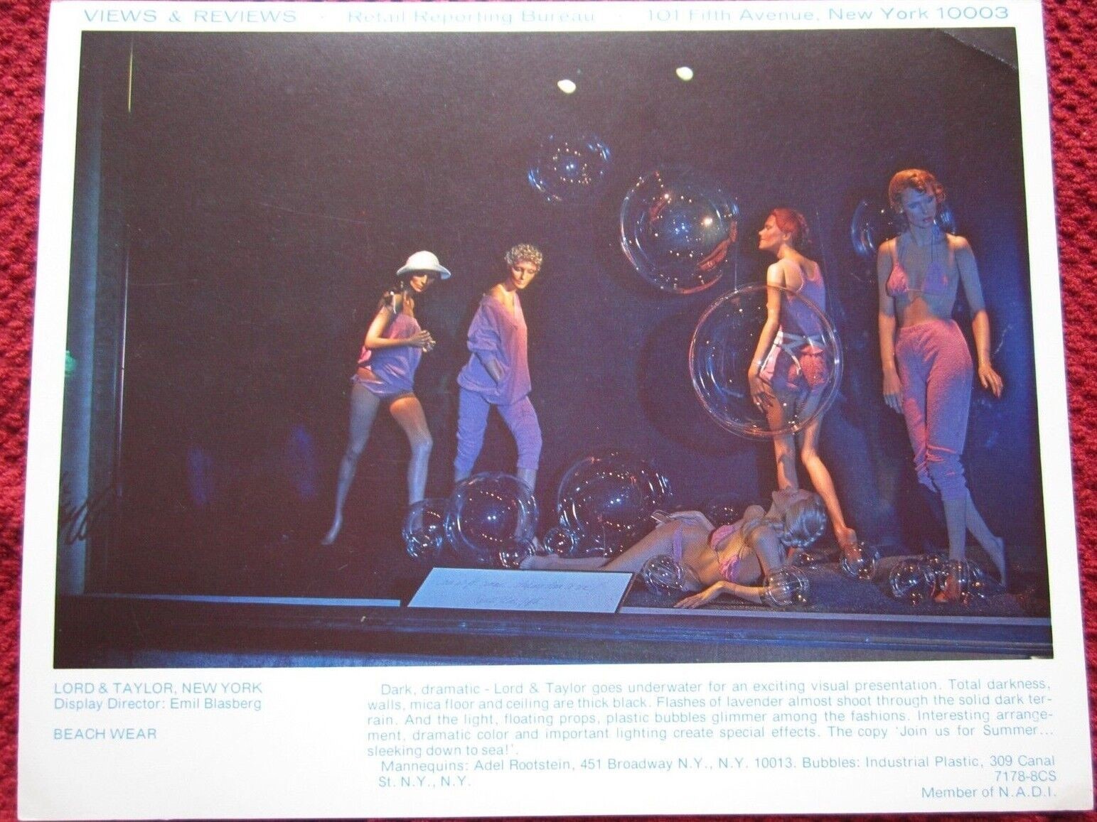 1978 LORD & TAYLOR NY STORE WINDOW DISPLAY UNDERWATER PHOTOGRAPH PRINT #475