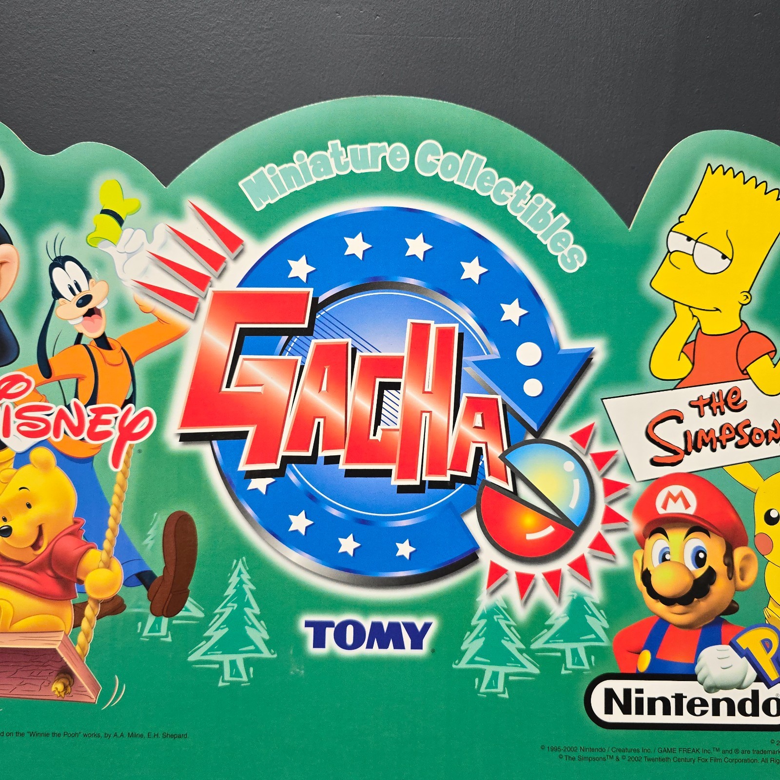 VTG 2002 TOMY Gacha Cardboard Advertising Display Disney Nintendo Pokemon *RARE*