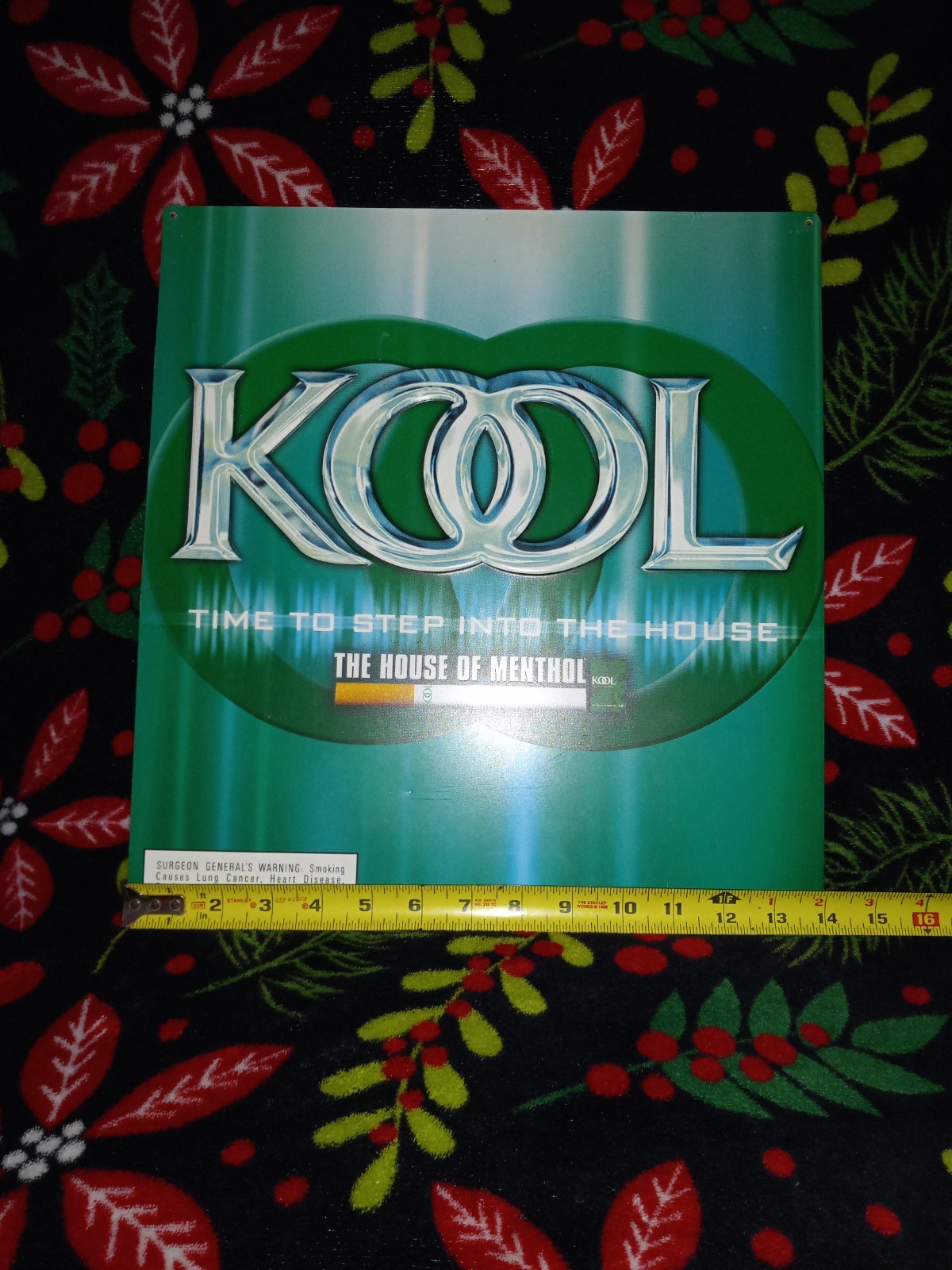 Metal Advertisement Sign 14 X 15 Inches With Raised Lettering.