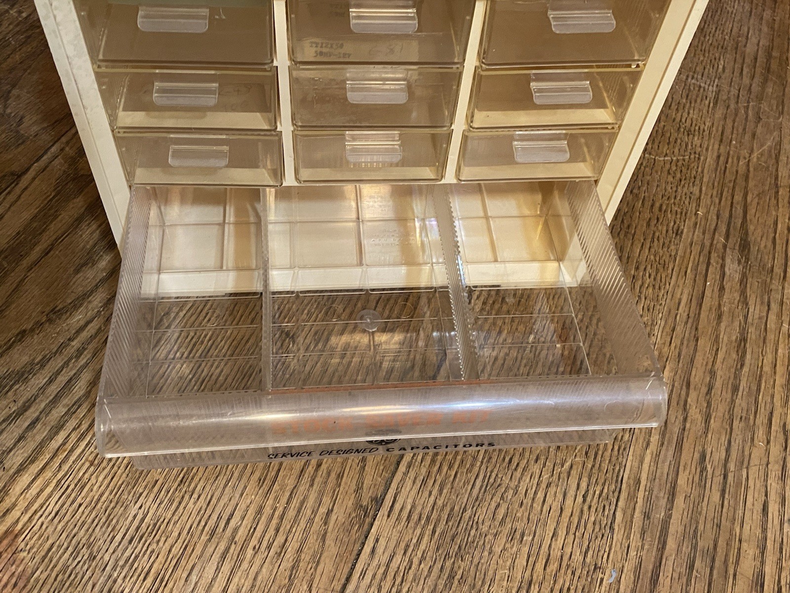 Small Rare Vintage Plastic General Electric Part Organizer Sorter Cabinet GE Box