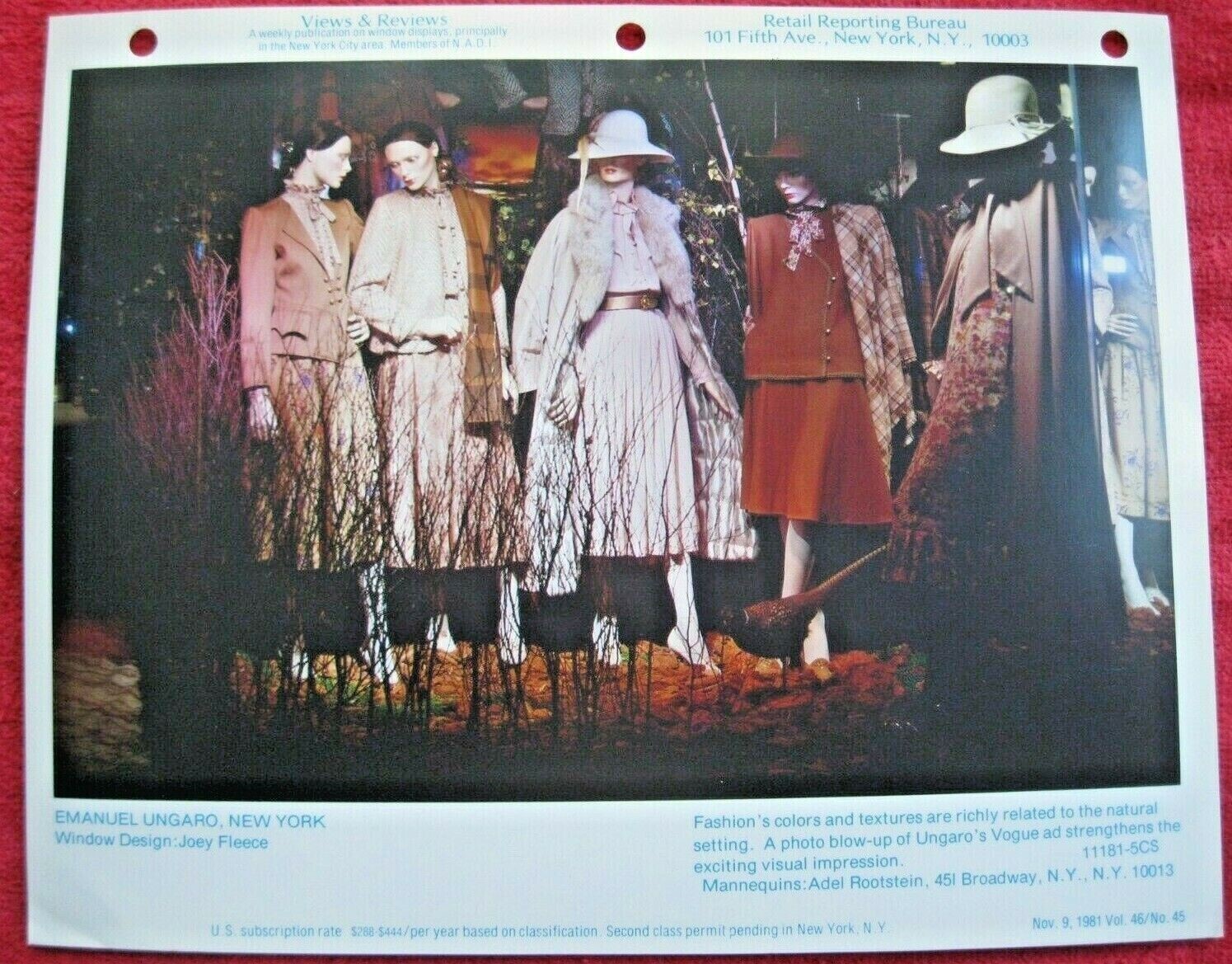 1981 EMANUEL UNGARO, NY STORE WINDOW DISPLAY FASHION COLORS PHOTOGRAPH PRINT 132