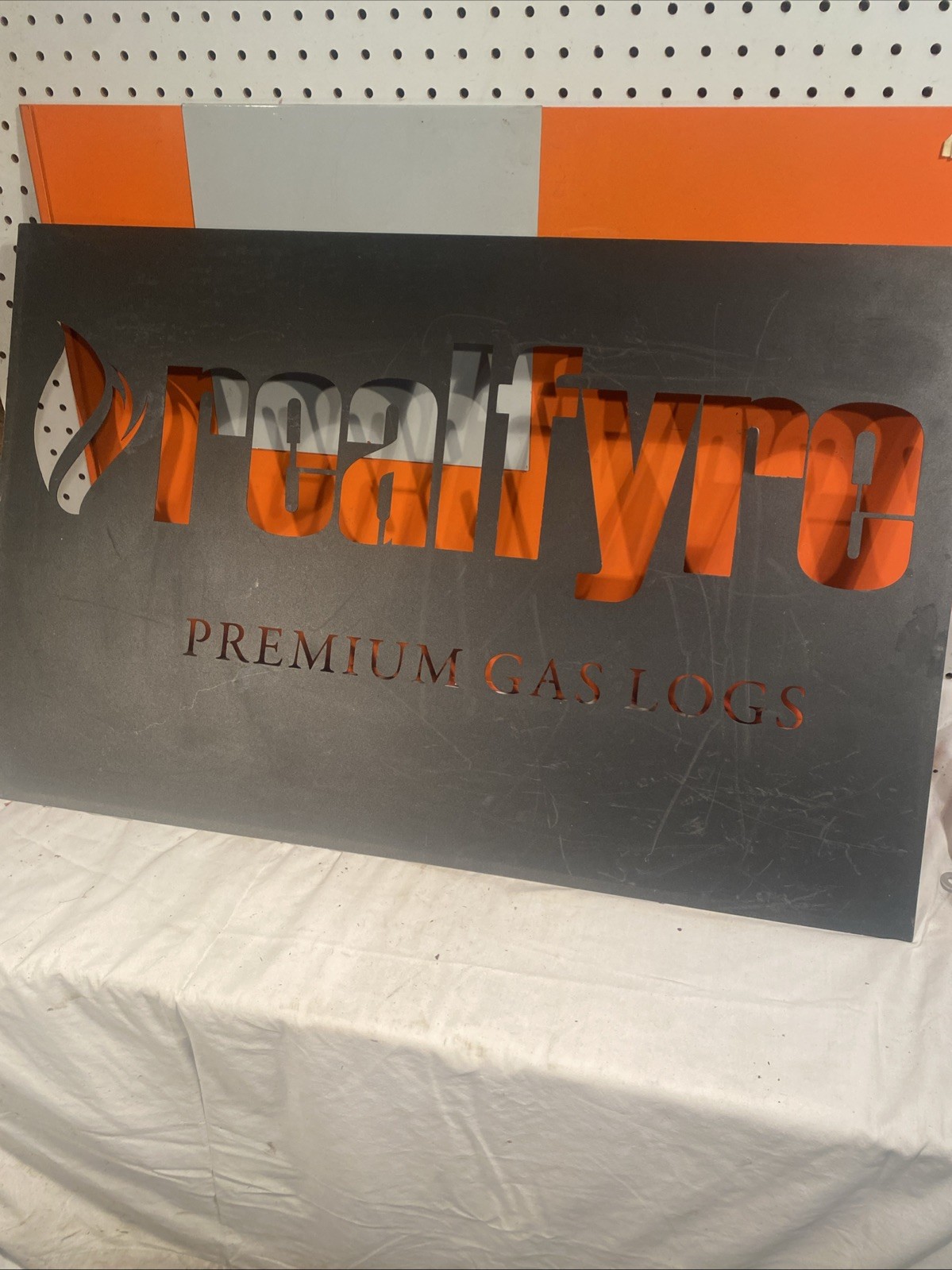 Real Fyre Designer Laser Engraved Dealer Sign Advertising Store Display Prop