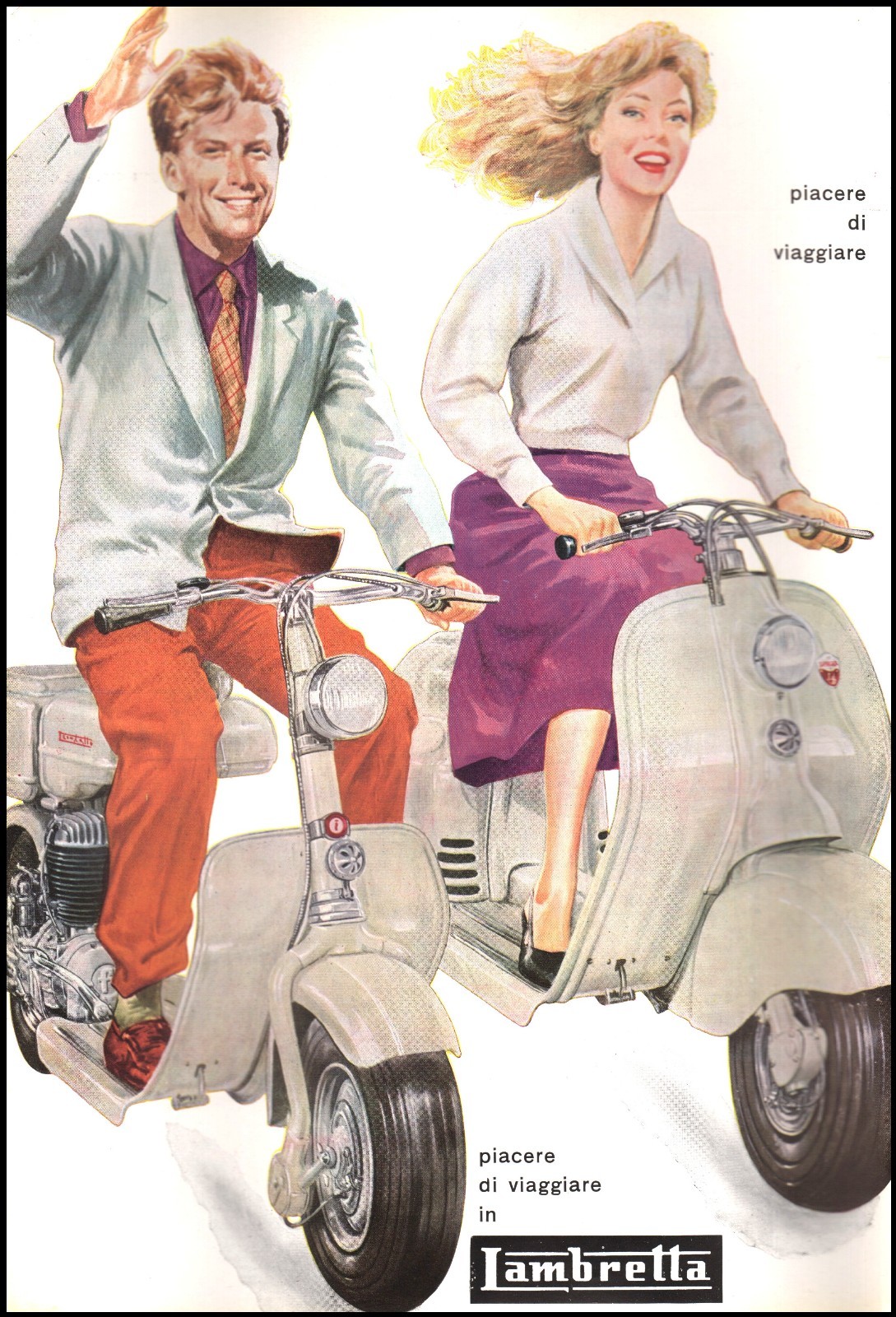 PUBBLICITA’ 1954 LAMBRETTA 125 D-LD INNOCENTI TORRE PALLAVICINO MOTO SCOOTER