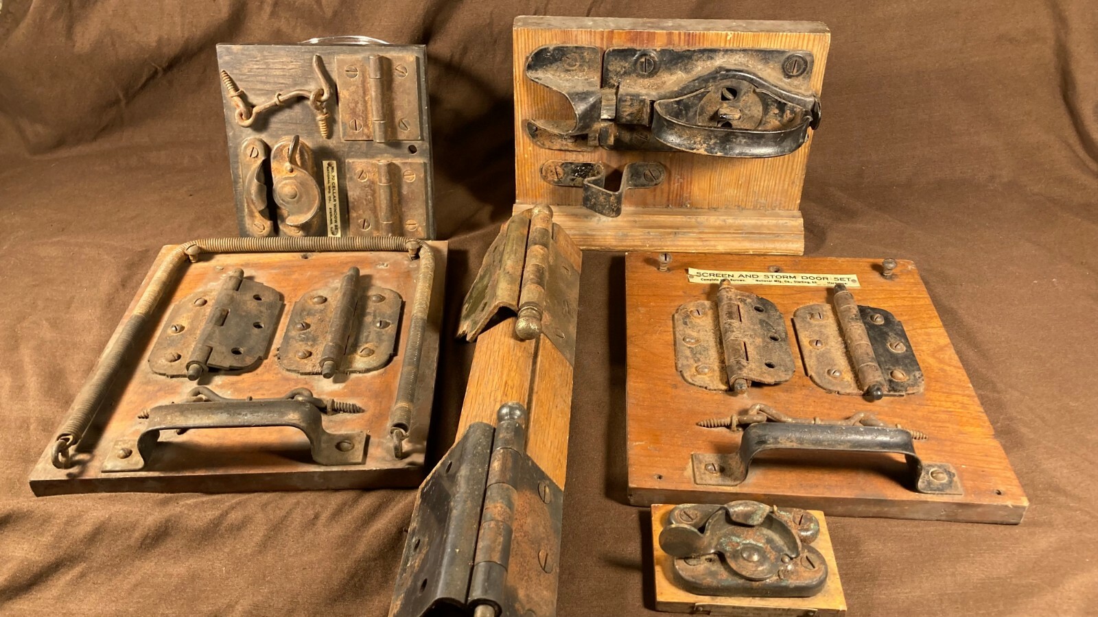 Antique General Hardware Store Display Door Barn Handle Hinge Sampler Retail