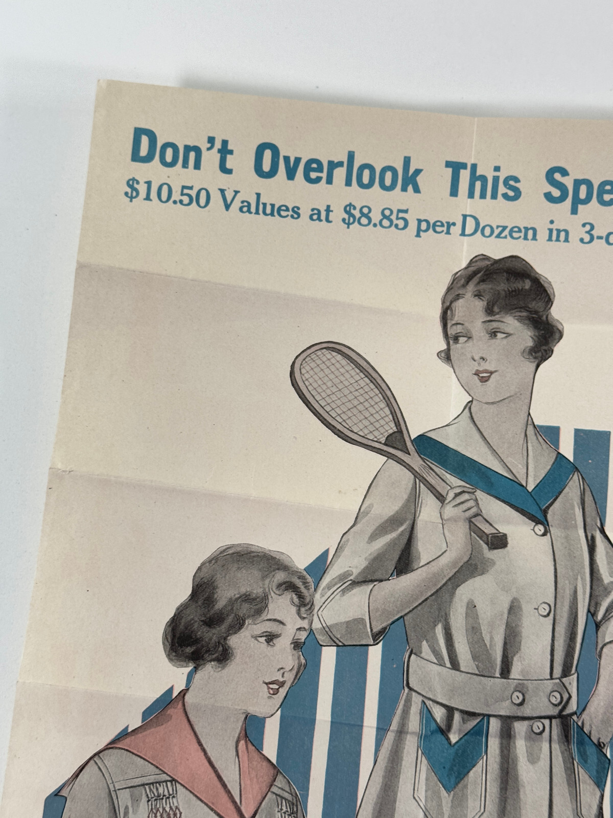 RARE 1910s 20s T.O. Stanley Sport Clothes Advertising Poster Sign Tennis NYC