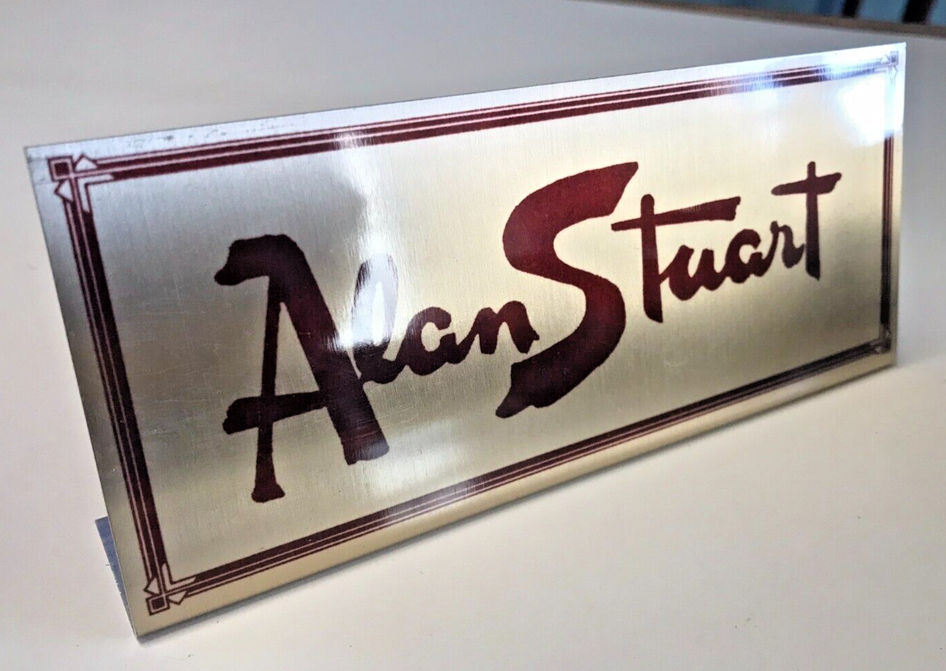 Alan Stuart Advertising Sign VTG Metal Department Store Brand Counter Display