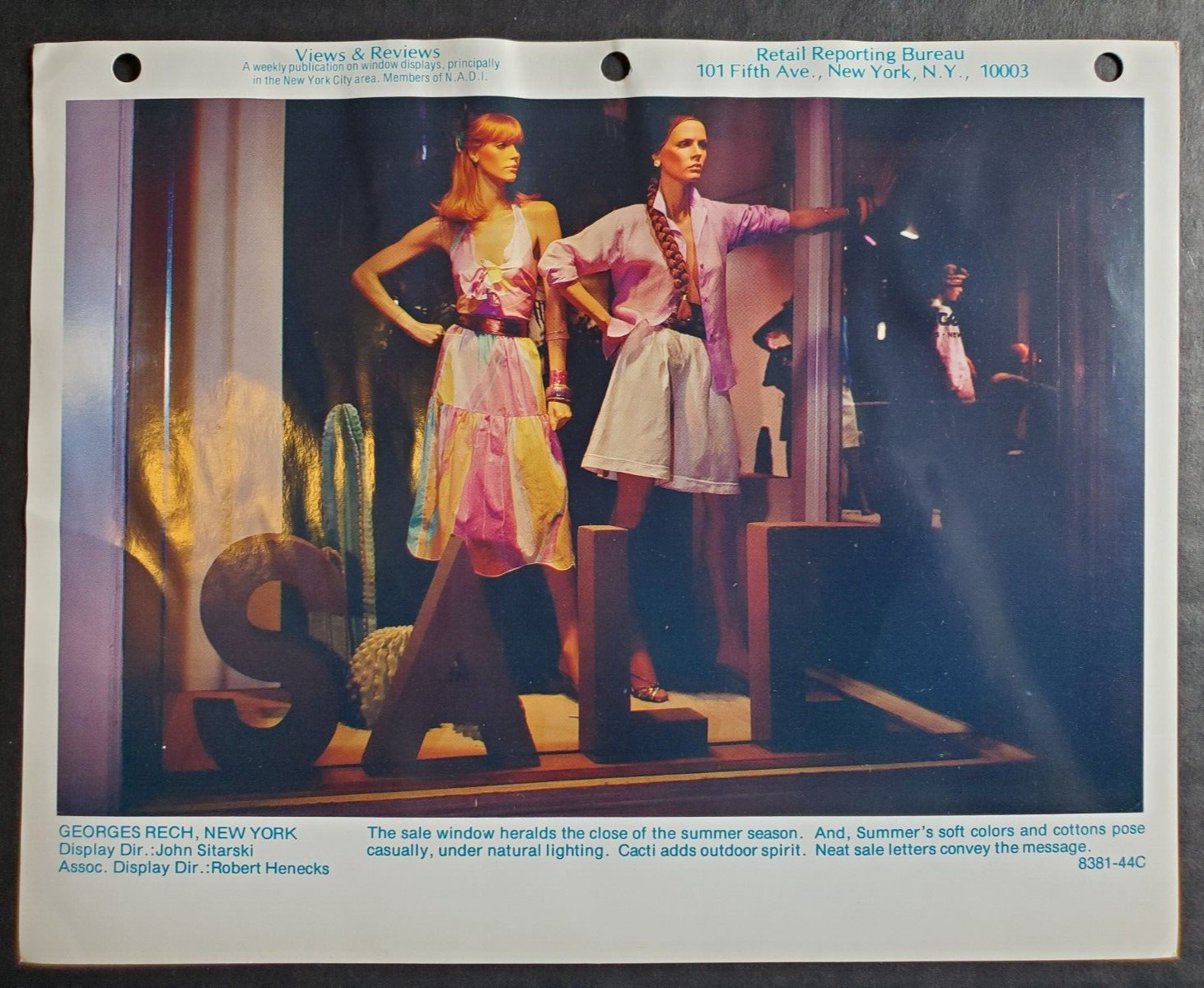1980s GEORGES RECH, NEW YORK WINDOW DISPLAY PHOTO PRINT END OF SUMMER CACTI