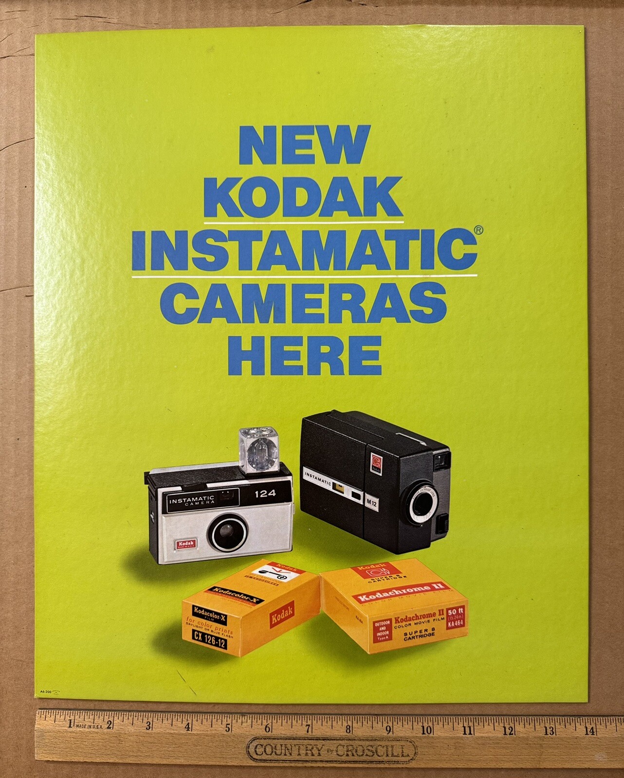2 VTG 1969 Kodak Film Camera Store Counter Display Advertising Signs – New, READ