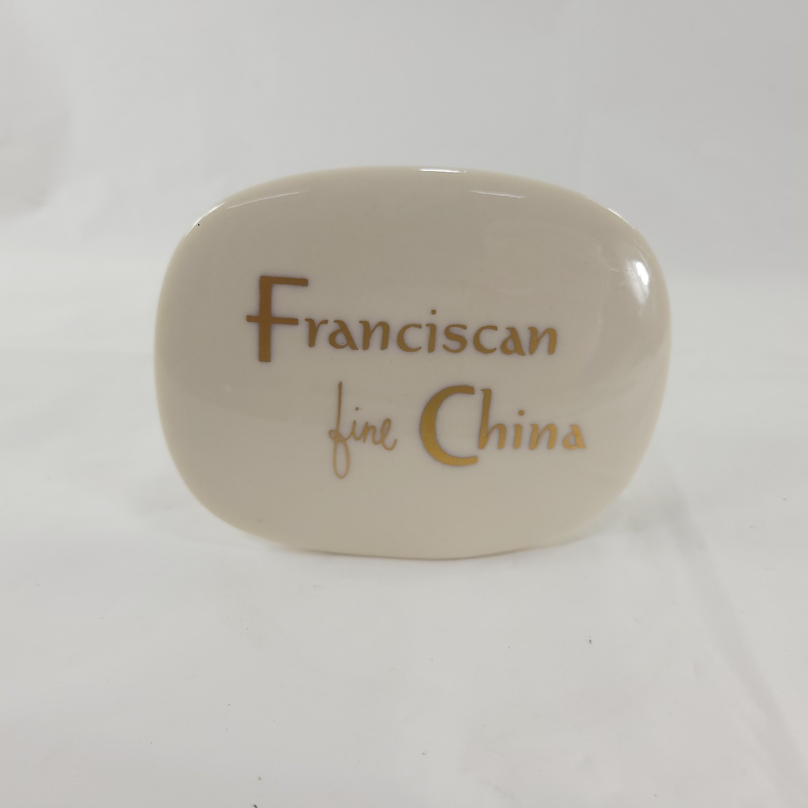 Vintage Franciscan Fine China Ceramic Display Sign Gold Script Store Plaque