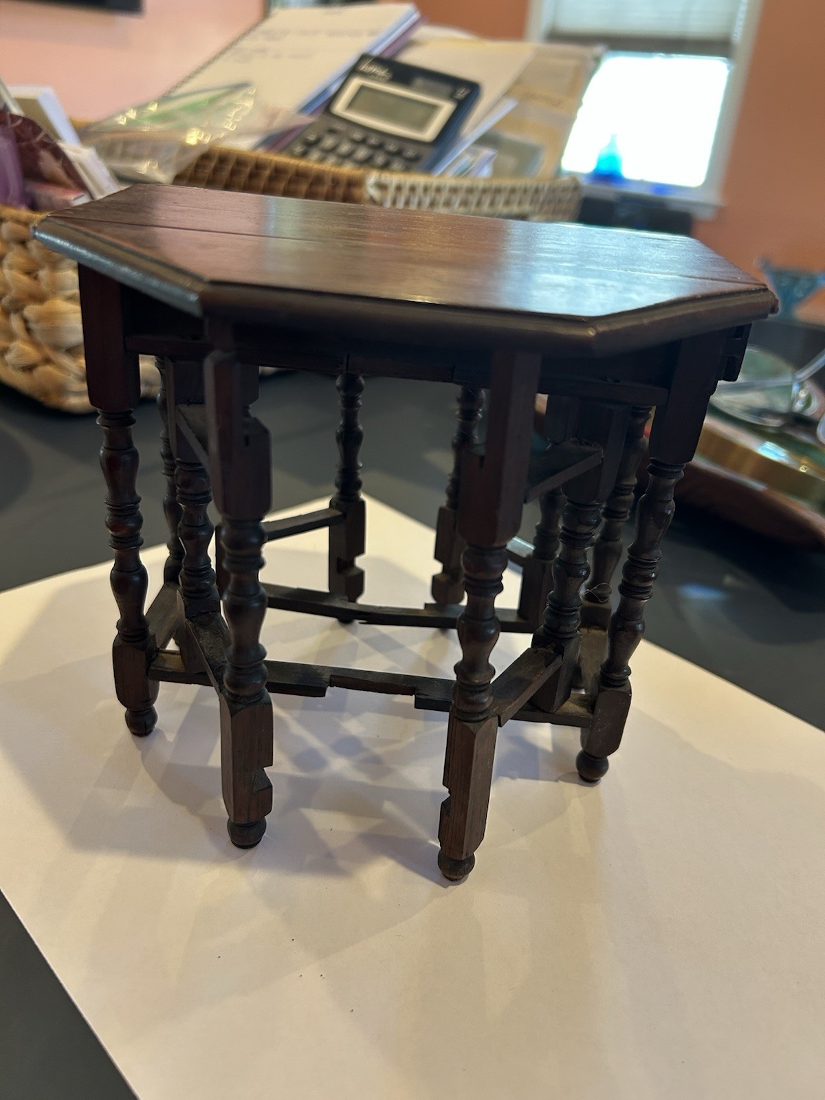 Antique Salesman Sample 1910 Solid Wood Drop Leaf Table