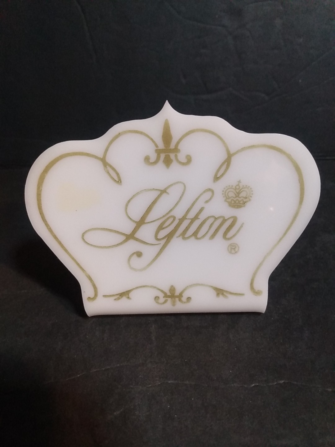 Authentic Lefton China Dealer Display Sign Plastic Stand 4″ Long 3″ Tall 1.25″ W