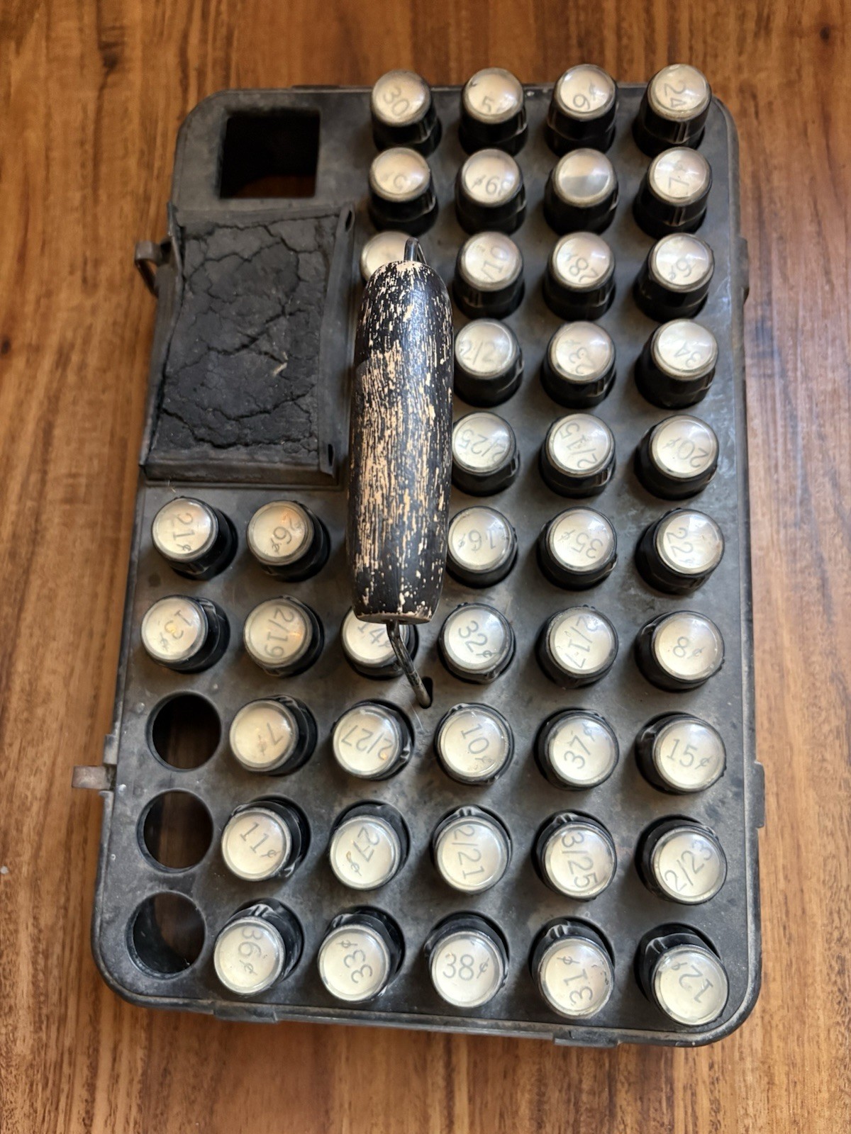 Vtg DUKE PRICING SET GROCERY STORE STAMPERS IN METAL TRAY Ronald K Duke Company