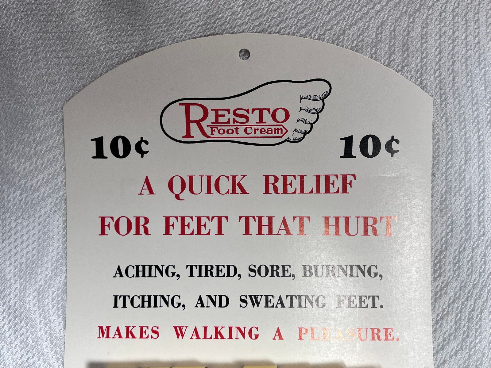 Vtg Resto Foot Cream 8 Empty Packs On Display Point Of Sale Board Chandler Dist.
