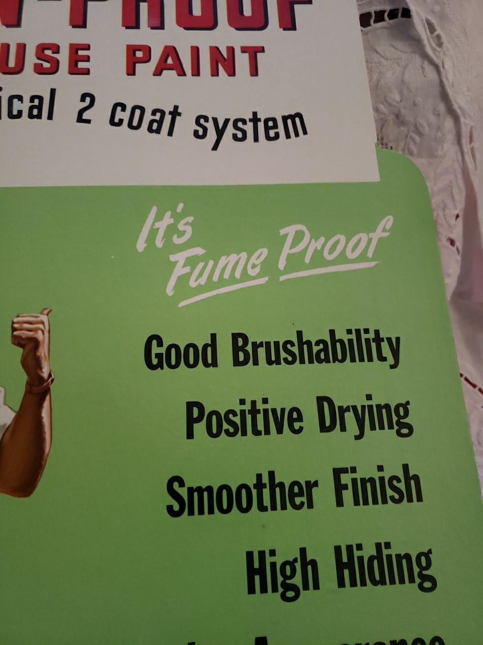 Vtg Pittsburgh Sun-Proof House Paint Counter Top Display Sign, Cardboard