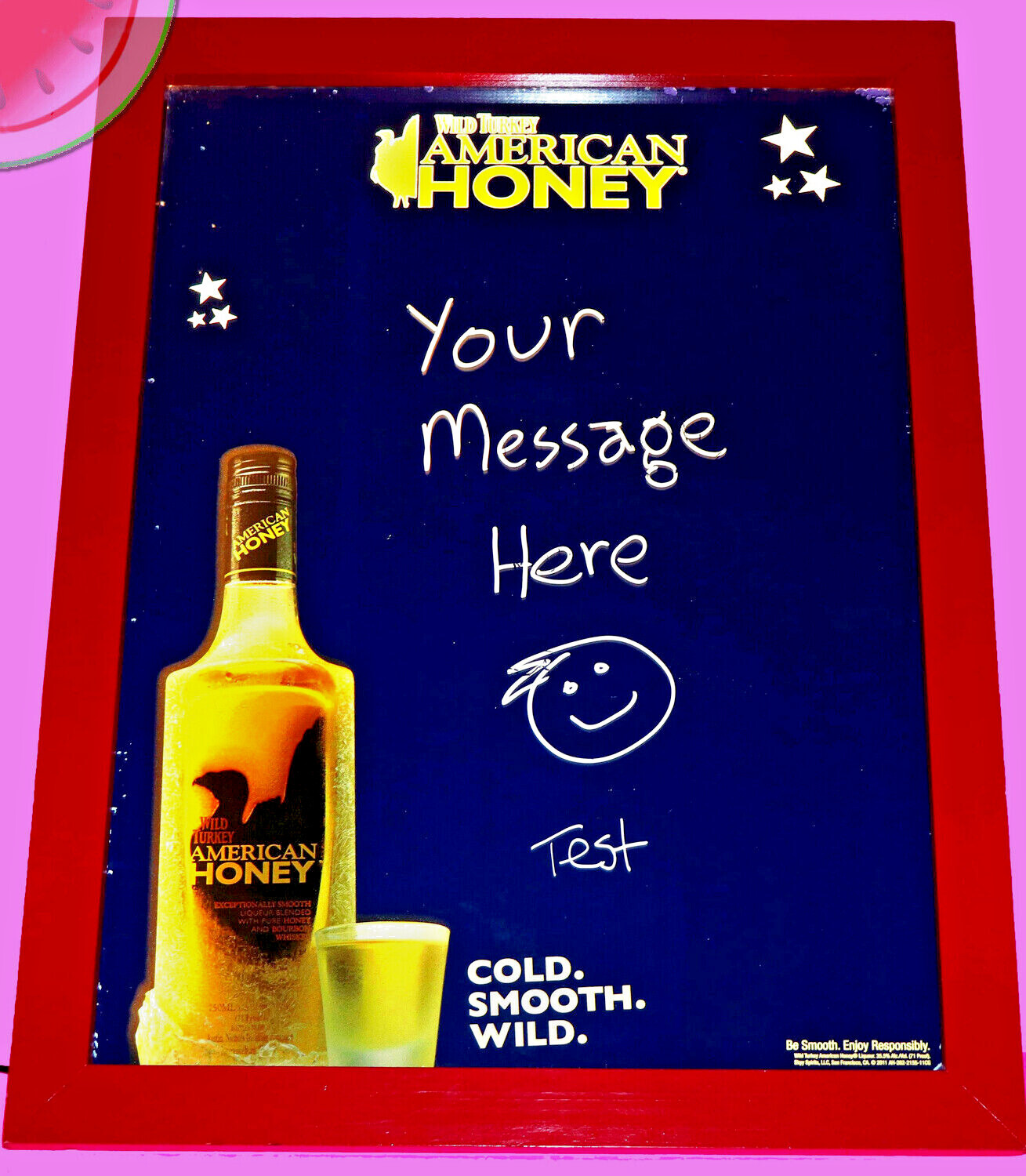 AMERICAN HONEY Light BAR SIGN Glass Store Display WILD TURKEY Bourbon Liqueur