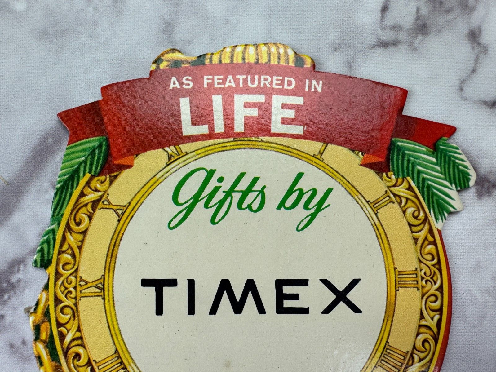 Vintage TIMEX Advertising Small Cardboard Store Display Pocket Watch Shaped