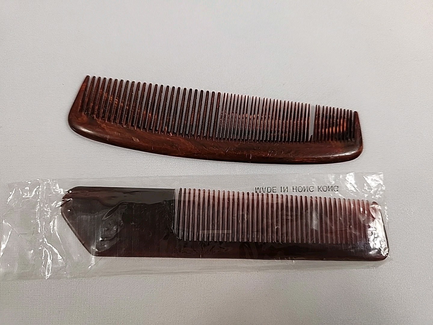 Vintage AJAX Unbreakable Pocket Comb & Unbranded NEW Vtg Comb Brown