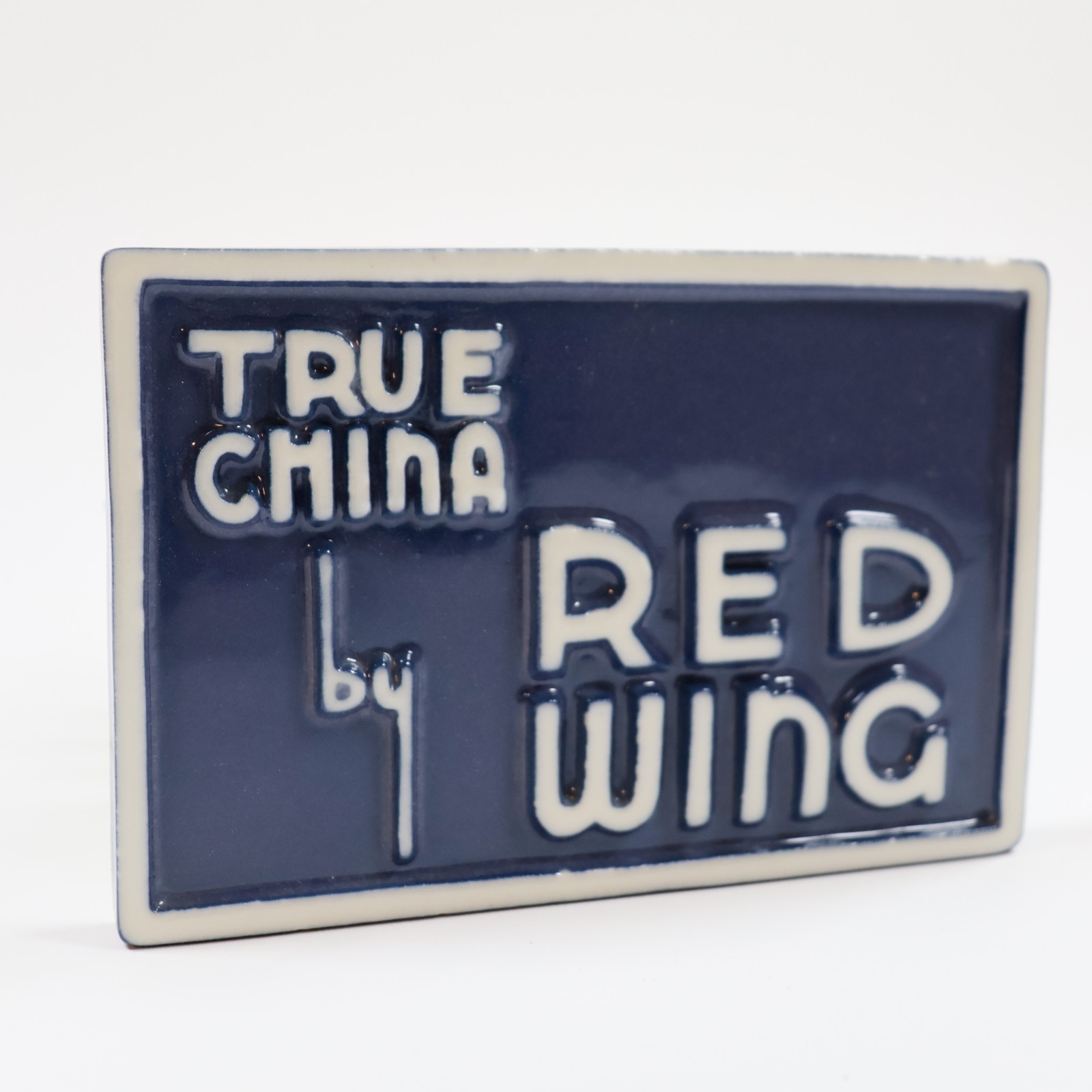 Red Wing True China Plaque Sign Rare BLUE Color Pottery Mid Century Modern 1950s