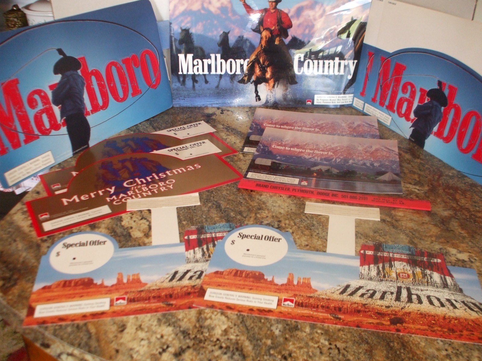 Marlboro Store Display Advertising Cardboard Cowboy – 1998, 1999- Lot of 10