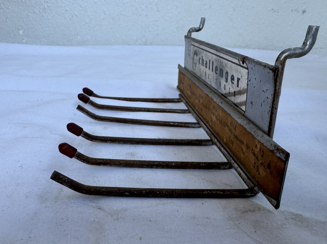 (2) Vintage Challenger Fine Tools Store Wrench Display Tool Rack