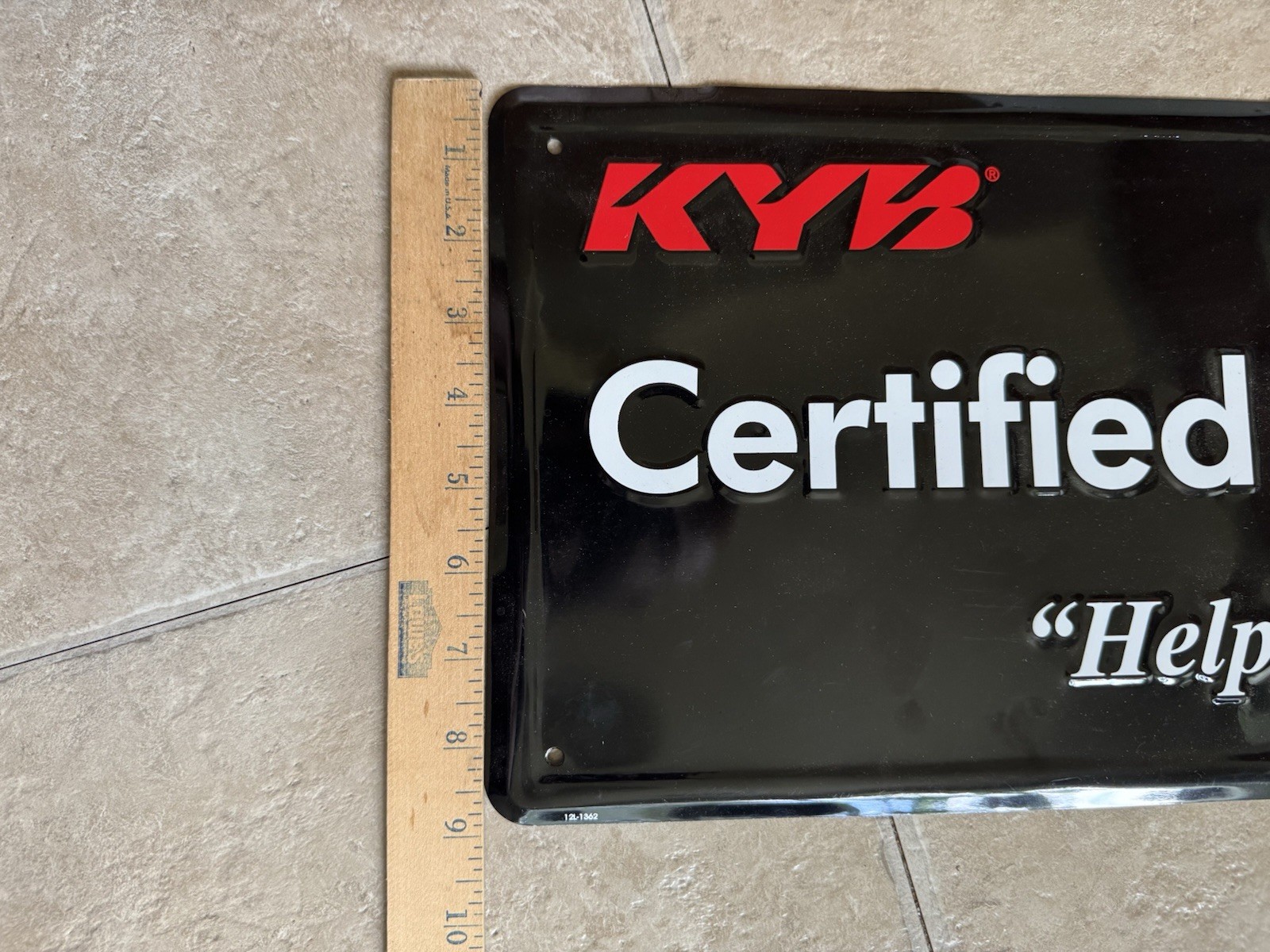 Vintage KYB Shocks Struts Certified Ride Control Store DIsplay Tin Sign 30” × 9”