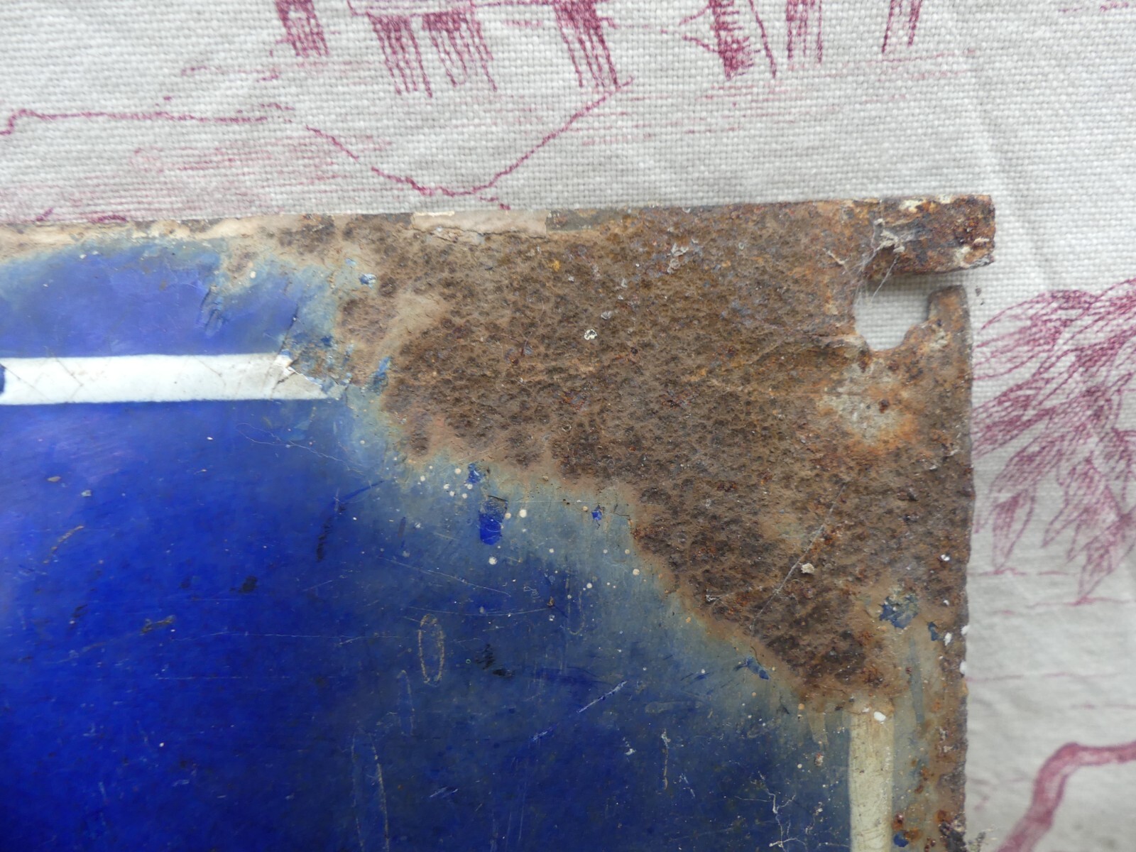 Old enamelled street sign PRESBURG DOCK Pontivy damaged see photos 25X45