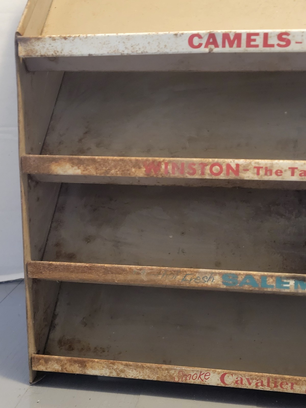 Vintage Metal Camel Winston Cigarette Store Display Sales Rack Case Shelf