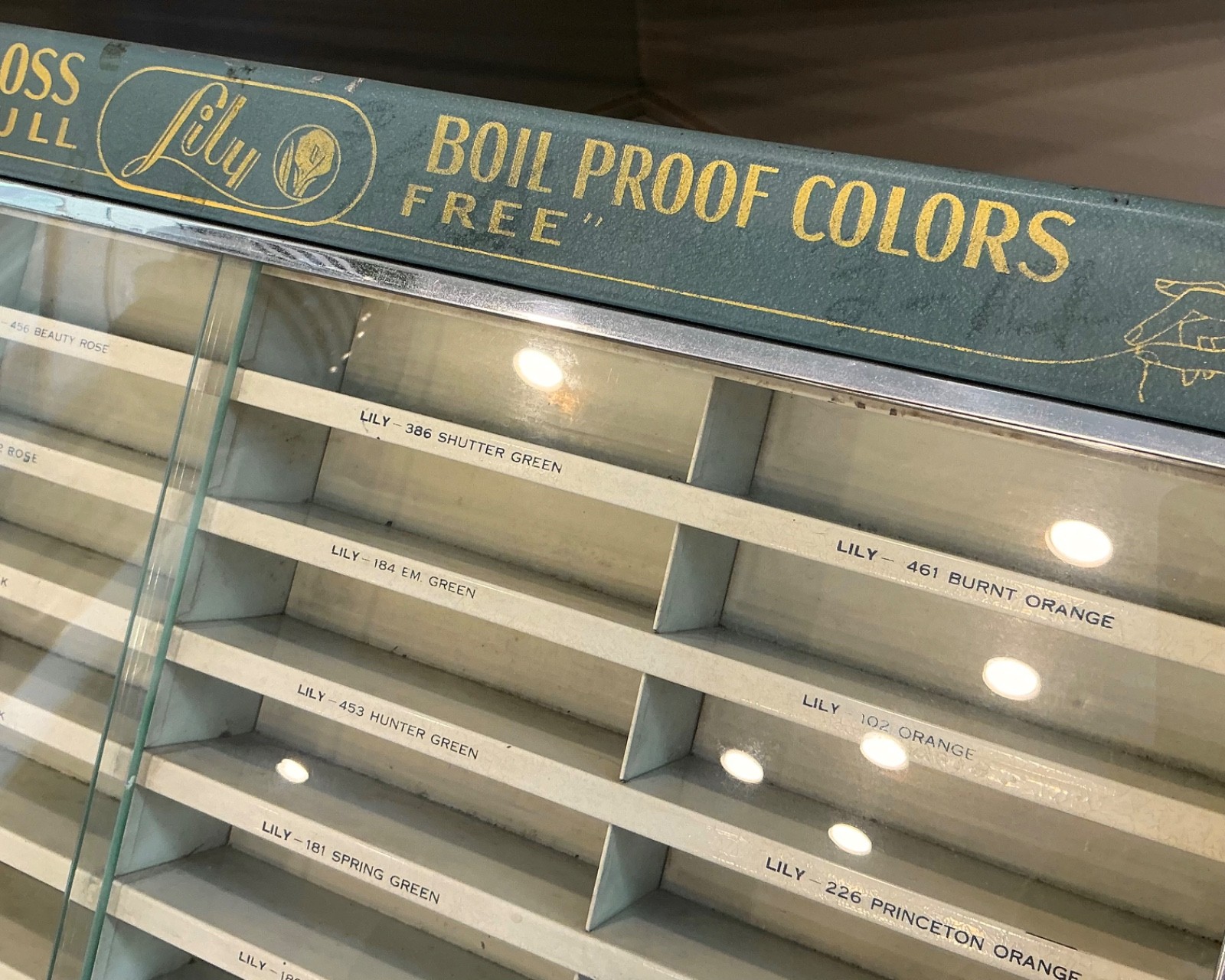 Vtg Large 25” Lily Mills Embroidery Floss Retail Display Cabinet Antique Thread