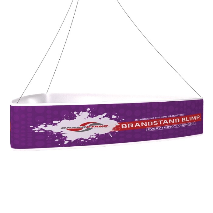 Curved Triangle Trade Show Custom Printed Tension Fabric Ceiling Hanging Banner