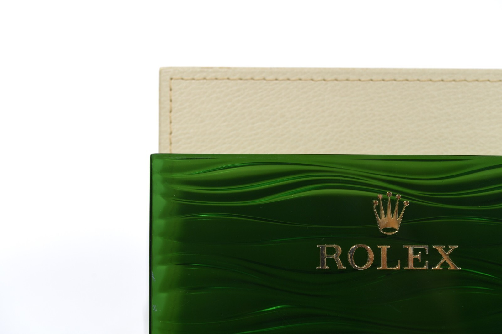 Rolex Magazine /Book Holder Acrylic And Leather Good Condition ~8 x 6 x 4 Inches