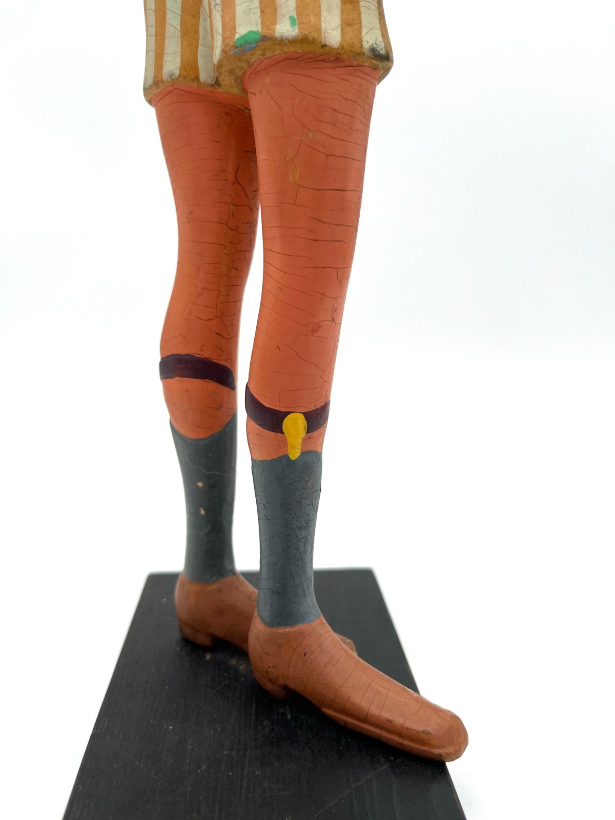 MCM Advertising Store Display Figure Signed Folk Art Man w Sock Garters 14″