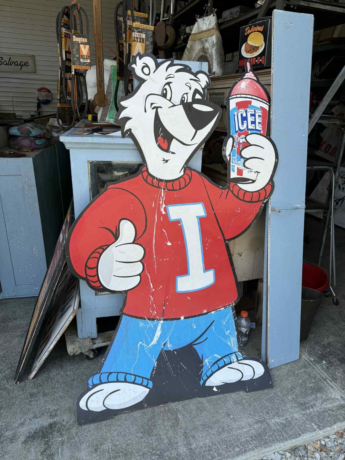 Vintage ICEE Polar Bear Sign Drink Ad 1990s Store Display Carboard Kitchen Decor