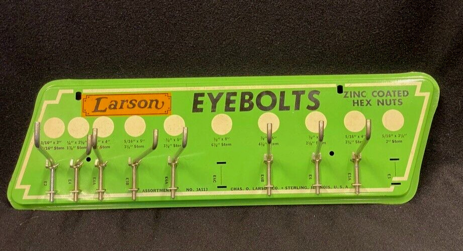 Vintage Larson Eye Bolts Hardware Store Display Advertising Sign