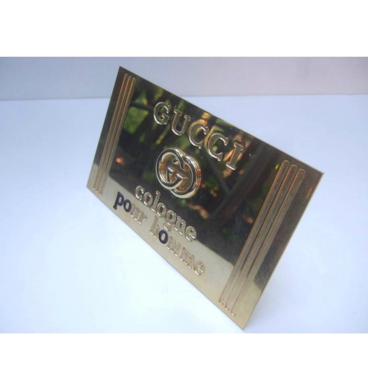 Gucci Italy Brass Metal Display Sign c 1980s