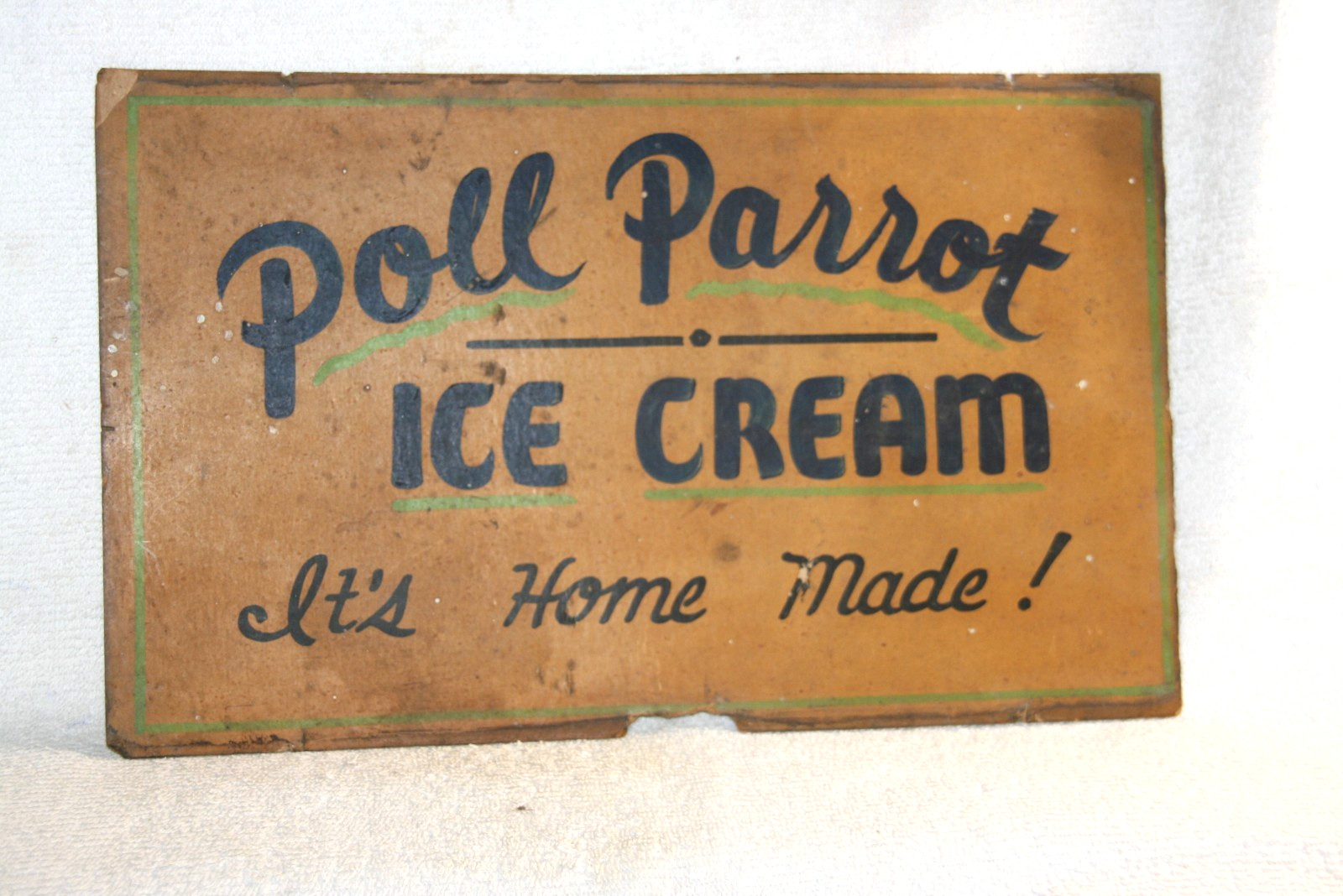 VINTAGE POLL PARROT ICE CREAM ADVERTISING SIGN