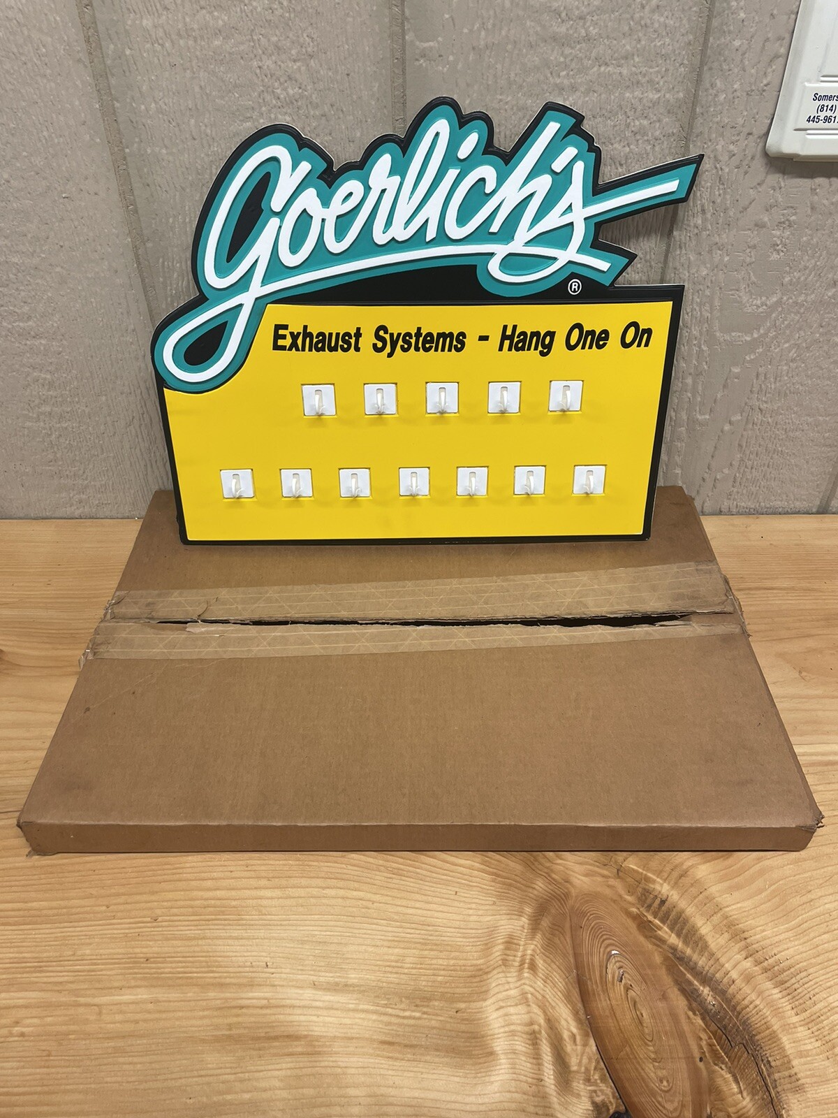 Vintage Goerlich’s Exhaust Pipe Key Rack Advertising Store Display Sign Gas Oil