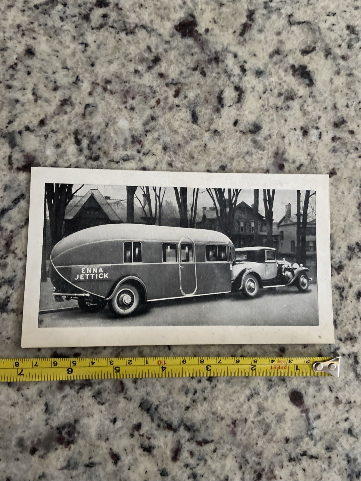 1930 Trade Card Curtiss Airplane Aerocar Trailer Enna Jettick Shoe Sales Display