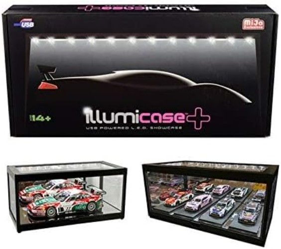 Black Collectible Display Show Case Illumicase+ with LED Lights and Mirror Ba…