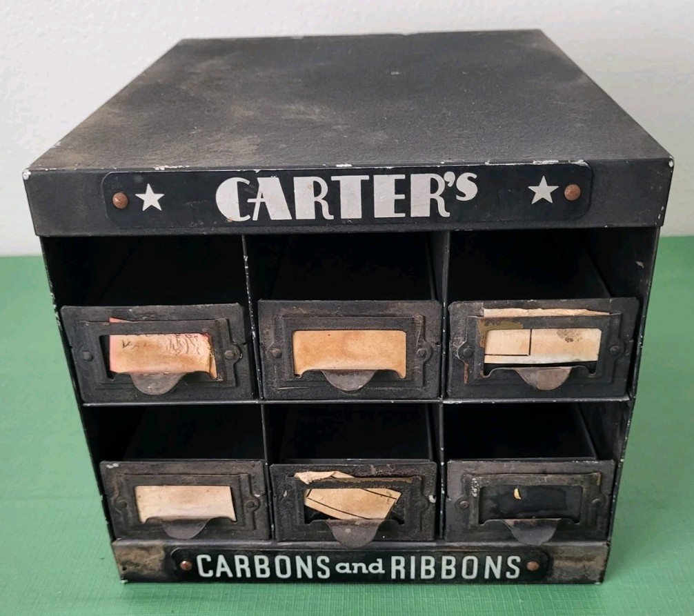 ANTQ • Carter’s • Typewriter Supplies • Metal Store Display Cabinet • 1920’s-30s