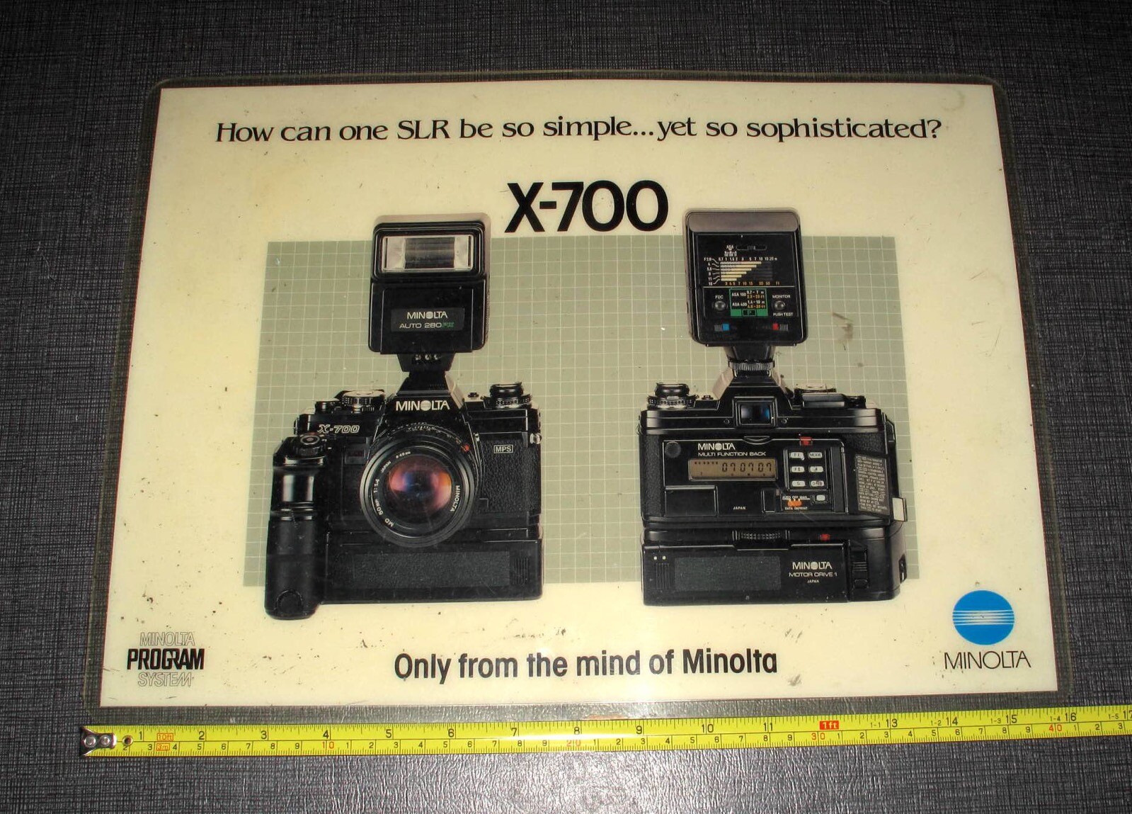 *WOW* MINOLTA X-700 SYSTEM PHOTO/CAMERA STORE ADVERTISING COUNTER MAT