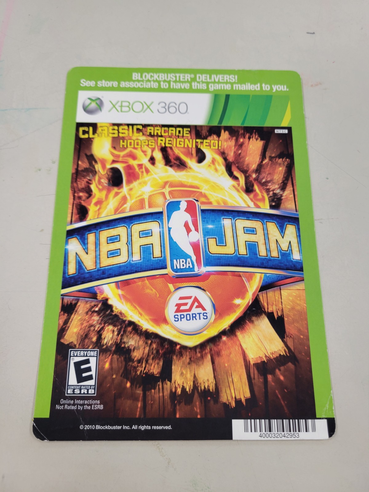 NBA Jam- XBOX 360 BLOCKBUSTER VIDEO BACKER CARD -NO GAME